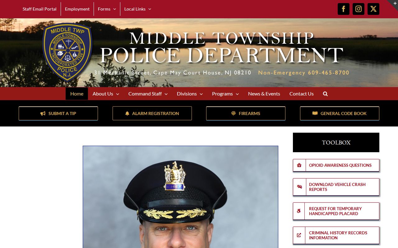 Middle Township Police official source for township arrest records